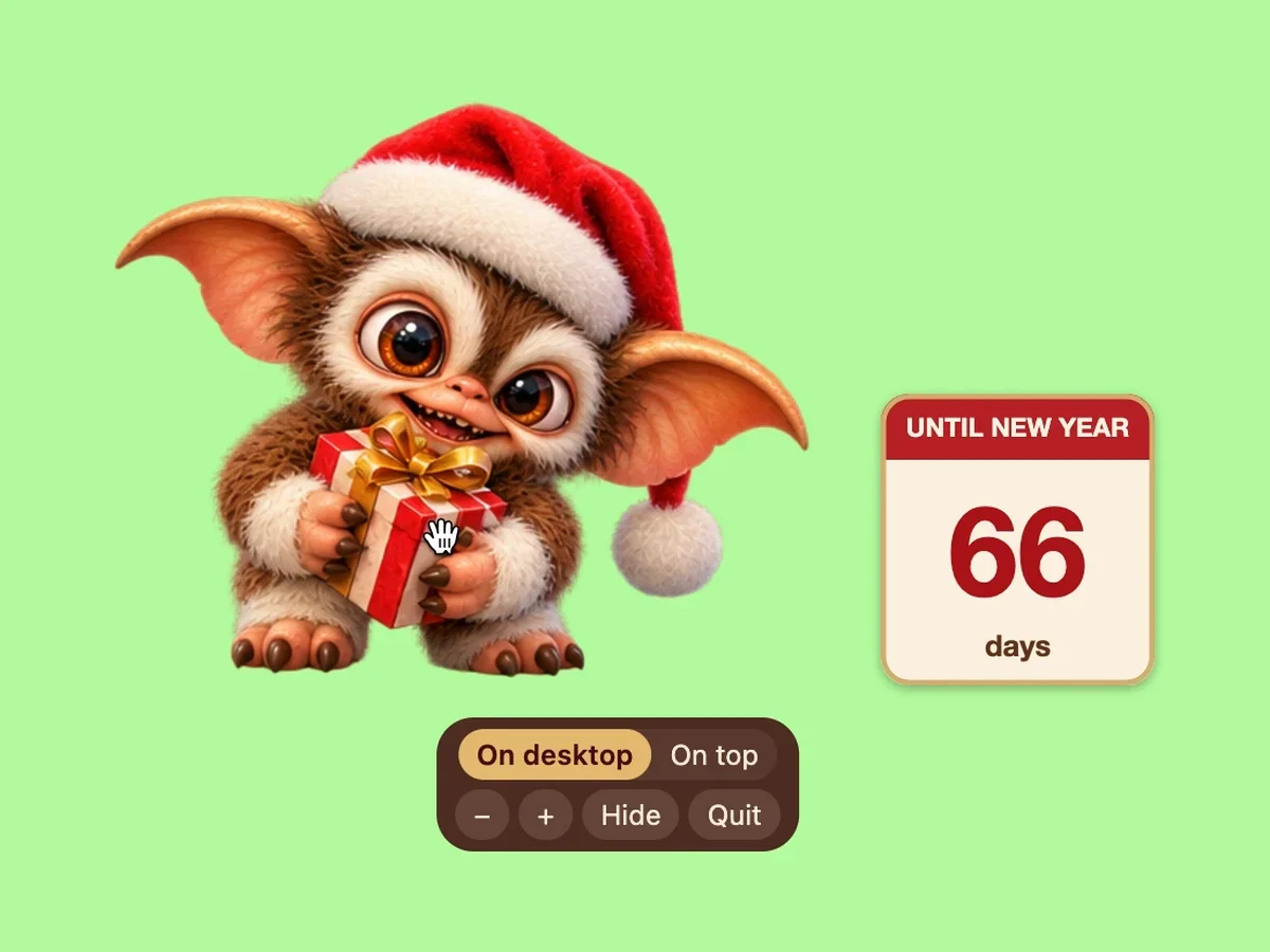 Holding a gift — the controls appear when you point at him